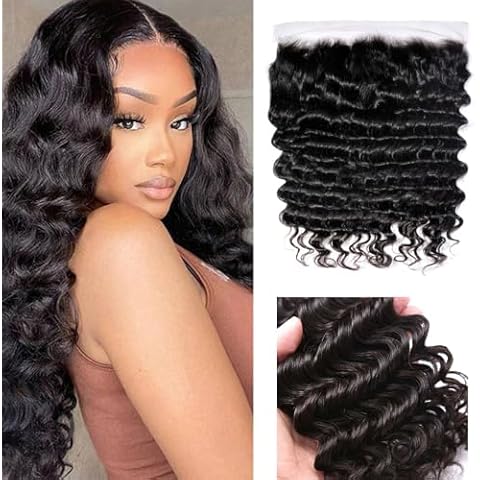 13x6 Lace Frontal Transparent Lace 100% Unprocessed Brazilian Virgin Human Hair Lace Closure 150% Density Pre Plucked with Baby Hair Natural Black Color 18 Inch Cover