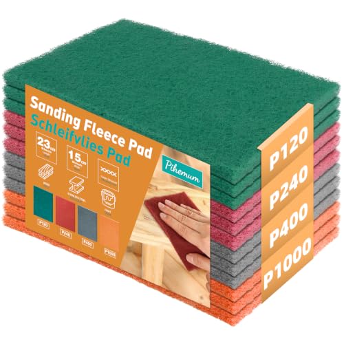 12 Pack 6" x 9" General Purpose Scuff Pads – 120 240 400 1000 Grit– Thick Design Hand Automotive Sanding Pads for Scuffing, Paint Prep, Auto Body &amp; Woodworking