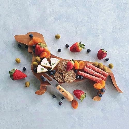 BGFAVCV Speiseteller mit Dackel-Motiv, Käsebrett, Schneidebrett, Charcuterie-Brett, niedliches Weihnachtsessen, einfach zu bedienen, 40 cm