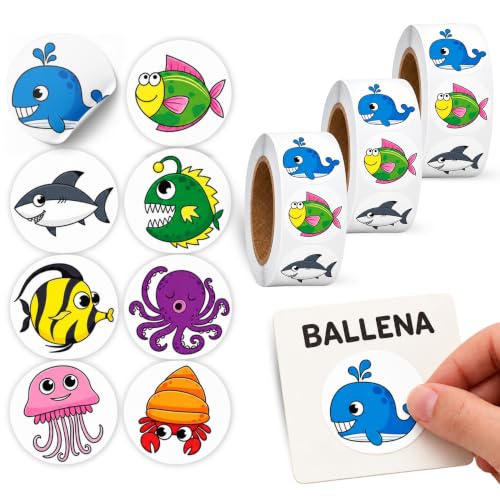 Rollo Pegatinas animales acuáticos Océano, aquatic animal stickers, 3 Uds