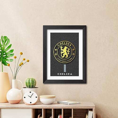 Image of TenorArts Chelsea Poster 3D Golden Leather Textured Logo Laminated Photo Frame Painting with Matt Finish Black Textures(12 inches x 9inches)