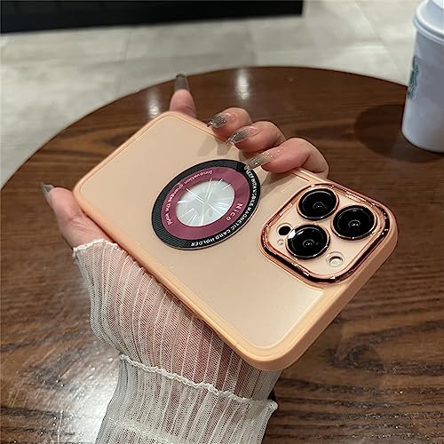 Coque transparente iPhone 13 Pro rose compatible MagSafe en silicone souple