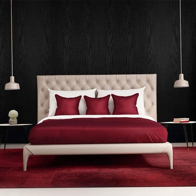 Image of Grasscloth Texture Contact Paper Peel and Stick Wallpaper Removable Friendly Wallpaper for Locker, Cabinets, Countertop, Wall Decor and Renovation (0.6Mx48-Inch, Leather Black Wood)