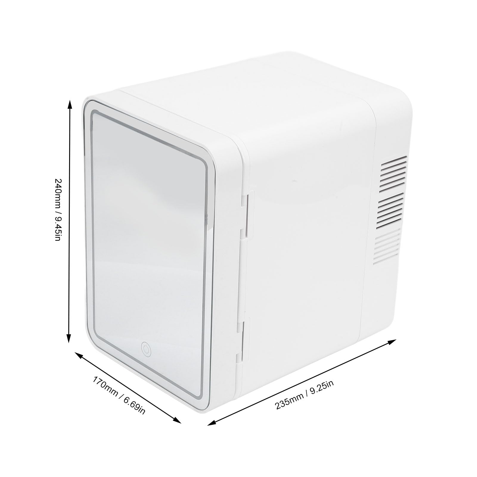 Asixxsix Mini Frigo, Frigorifero e Scaldavivande Portatile Frigorifero Personale per la Cura della Pelle con Specchio a Luce LED Regolabile, Piccolo Frigorifero da 6 Litri per la Cura