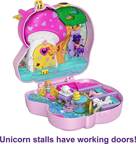 Polly Pocket Compact Playset, Unicorn Tea Party With 2 Micro Dolls & Accessories, Travel Toys With Surprise Reveals #TOP4