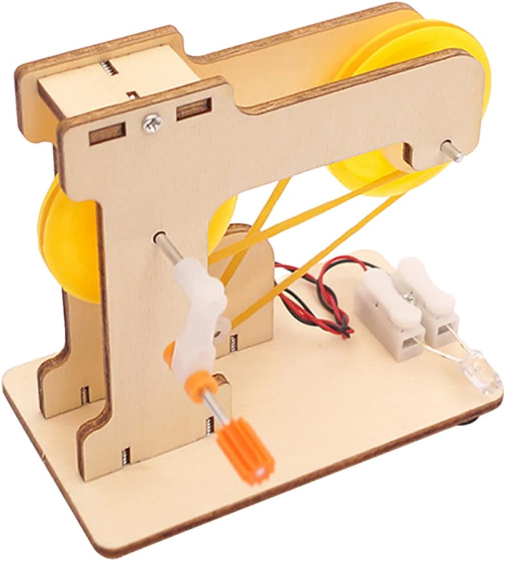 Yardwe Diy Hand-crank Electricity Generator Model Educational Science Toy for Children Stem Experiment Kit Science Teaching Generator Assembly Model for Boys and Girls Learning