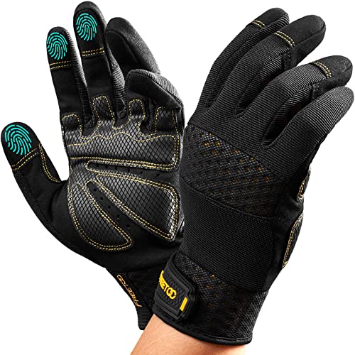 Freetoo Work Gloves,[Impact Resistant] [High Abrasion] Mechanic Gloves,Flexible Grip, Vibration Reduction, Touchscreen #TOP6