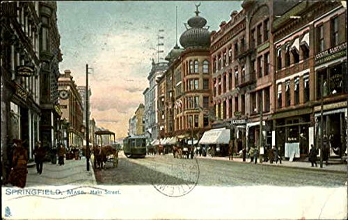 Main Street Springfield, Massachusetts MA Original Antique Postcard 1917