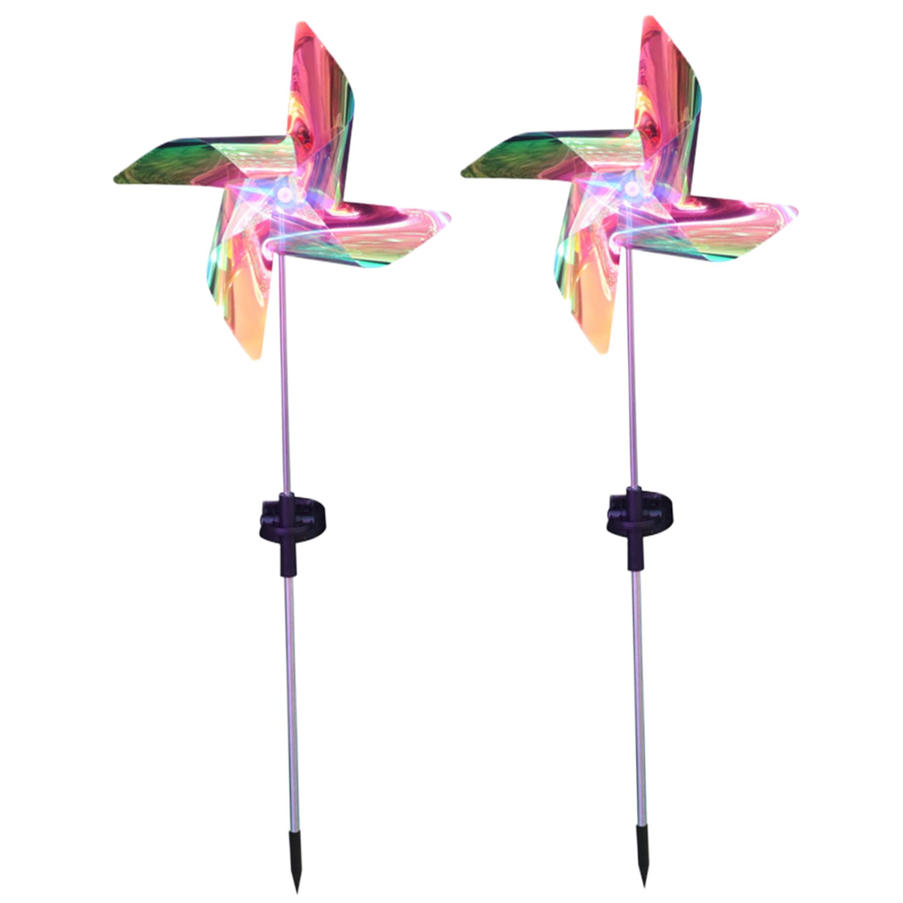 Solar Wind Turners Light : 2 Pinwheels décoratives pour allée de jardin