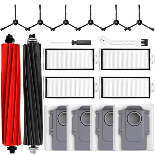 Image of 17 Pcs Replacement Accessories Fit for Roborock Q8 Max /Q8 Max+, Q5 Pro /Q5 Pro+,Q5 Max+,Q5 DuoRoller+ Robot Vacuum,1 Main Brush,6 Side Brushes,4 Filters,4 Bags,2 Tools