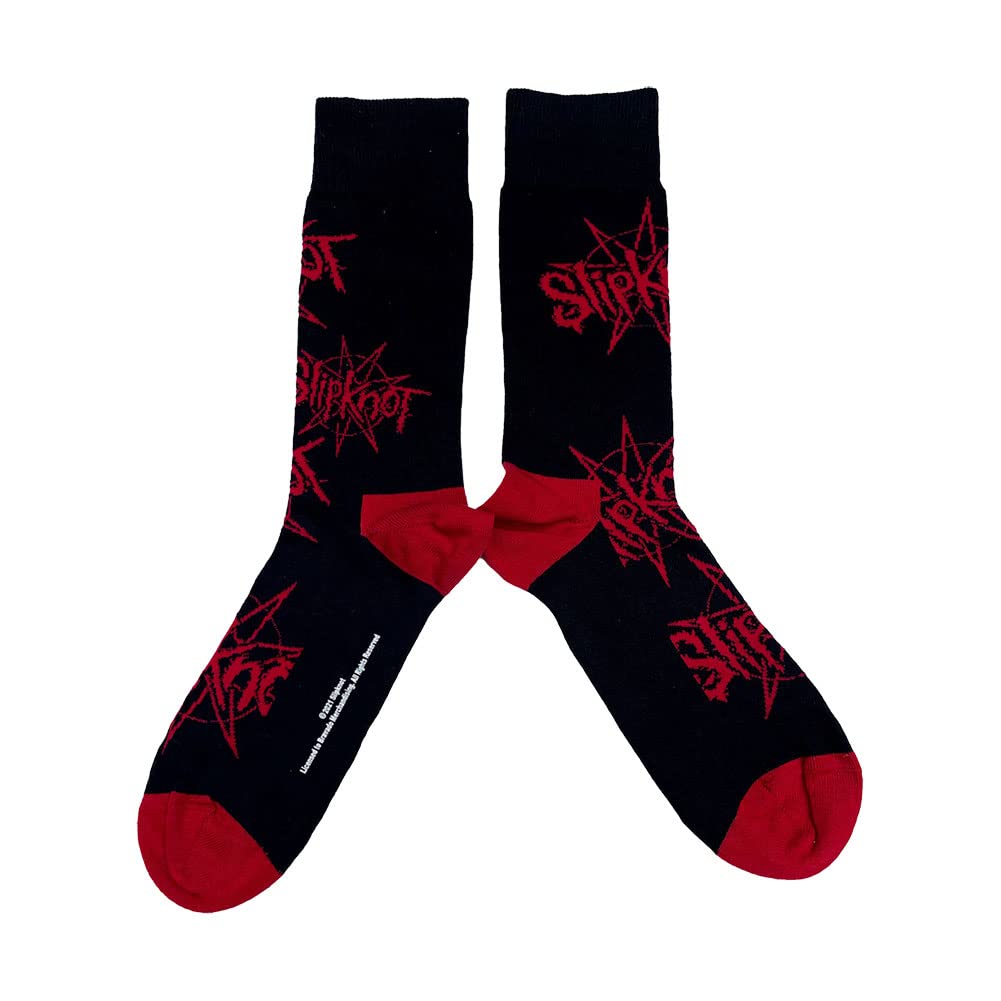 Rock Off Trade Slipknot Socks Band Logo and Nonagram Official Mens Black (UK SIZE 7.5-11.5) One Size (S-1)