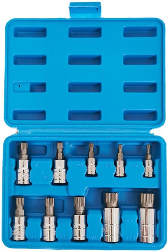 Bolivia's Tamper Proof Torx Bit Socket Set, 10 PCS Torx Star Bit Socket Set with Storage Case, Torx Driver Bits Tool, Spline Socket Bit Set, Metric Hex Bit Sockets Set, M4 - M18 Set