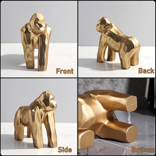 Estatua de Gorila Dorado de Resina Abstracta 8.3 pulg miniatura 3