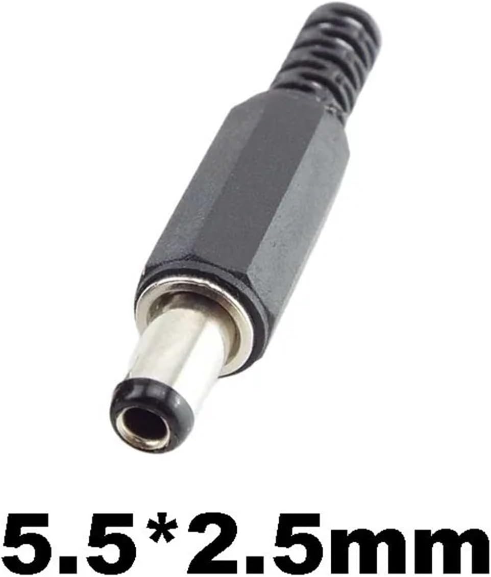 DC Male 5.5 * 2.1mm 5.5x2.5mm 5.5x2.5 3.5X1.35MM Power Connector Adapter Socket Outlet DC-022 DC-005 DC-022B 5.5X2.1mm(5.5x2.5mm,10pcs)
