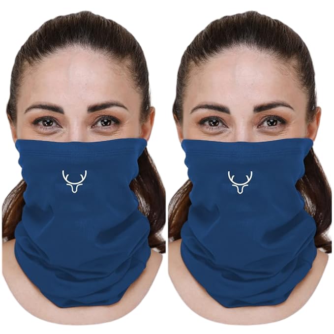 PANTAR Bamboo Bandana Headband and Face Mask for Men & Women | Super Soft | Odour-free & Breathable | Durable & Multipurpose ARMY BLUE Bandana Mask for Dust, Pollution & UV Protection 02 pc