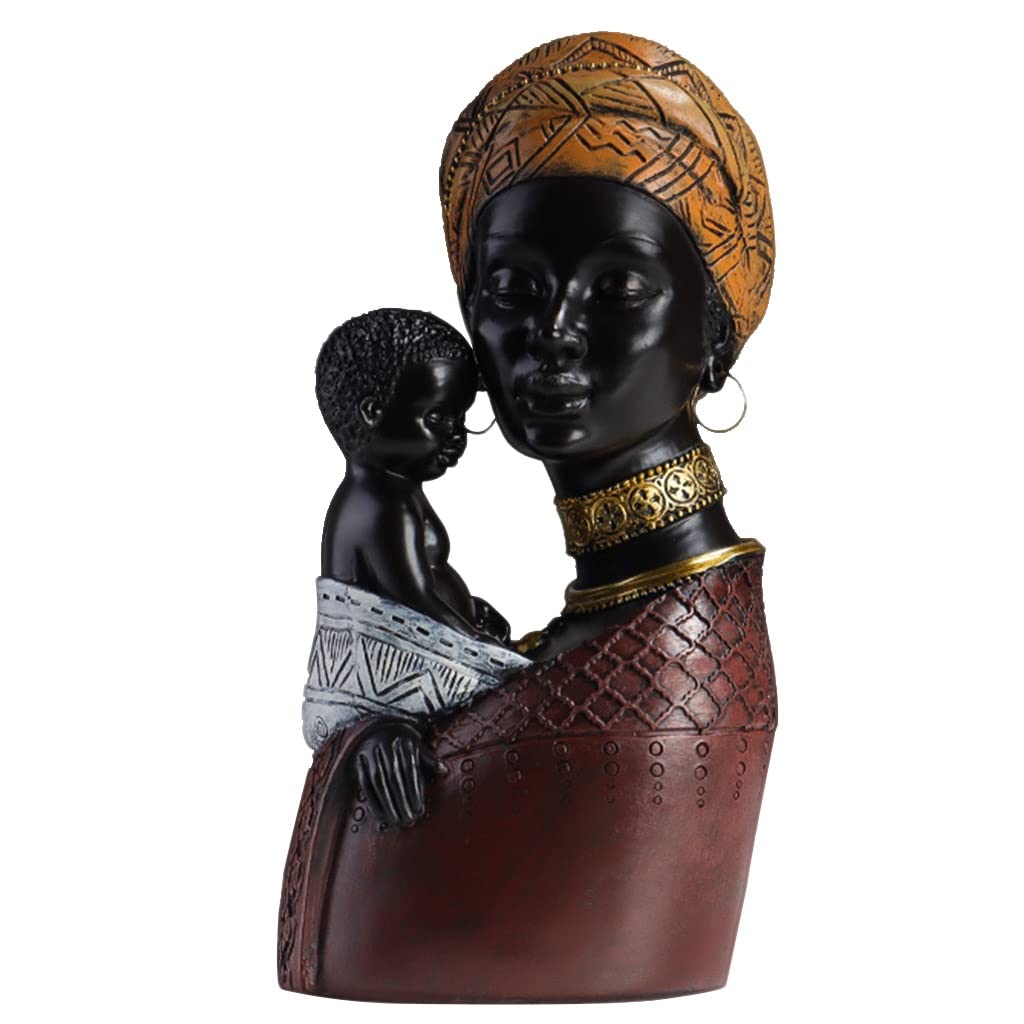 Home Decor Afrikaanse Beelden En Sculpturen, Afrikaanse Kunst Buste Standbeeld Zonnebloem Meisje Beeldjes, Room Decor Hars Ornamenten For Woonkamer, Desktop (Color : D