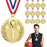 Hianjoo Medallas de Metal, 12 Pcs Oro para Premios Ganador de Aleación Zinc Edallas Medallas con Forma de Antorcha para Concursos Deportivos Futbol Baloncesto Tenis Fiesta Regalo Ortografía Abejas