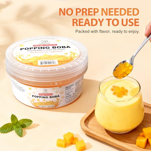 Image of Soeos Mango Popping Boba Pearls, 550g(1.2 lbs)