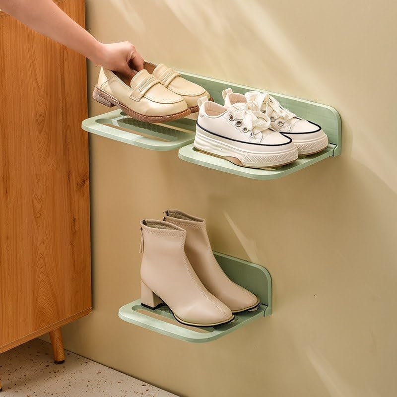Plastic Wall Hanging Rack, Space Saving Slipper & Shoe Storage Shelf for Wall Mount, Adhesive Shoe Organizer for Home, Bedroom, Entryway-picture-36