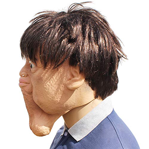 Máscara engraçada de cabeça de látex de queixo duplo para festas personalizadas de Halloween, máscar