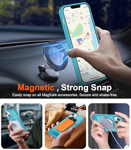 Image of Magnetic Compatible with iPhone 14 Case /iPhone 13 Case,[Built-in Invisible Kickstand][Compatible with MagSafe][Military Grade Shockproof] Slim Translucent Matte Phone Case for iPhone 14 /13 6.1 inch
