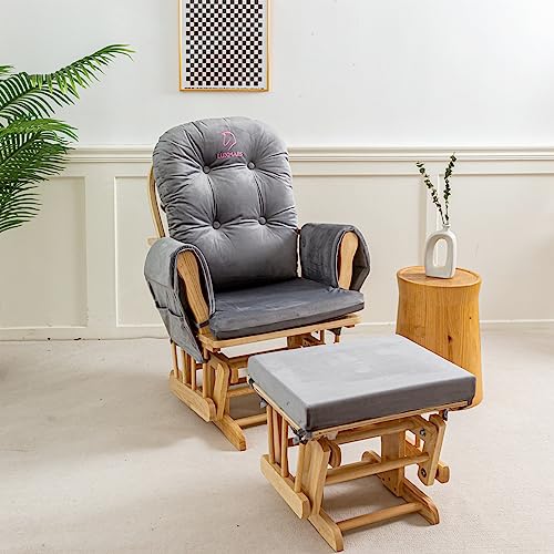 Luxmars Soft Velvet Cotton Chair Cushion And Stool Pad Set With Storage Pockets For Easy Cleaning, Chairs And Ottoman Grey thumb #2