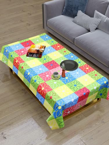 Image of Dakshya Industirs PVC Waterproof Table Cover 36x54 Inch Floral Printed Center Table Cover Washable Plastic Table Sheet Oilproof Dining Table Cover for Coffee Table Living Room Home (Premium Blossom)