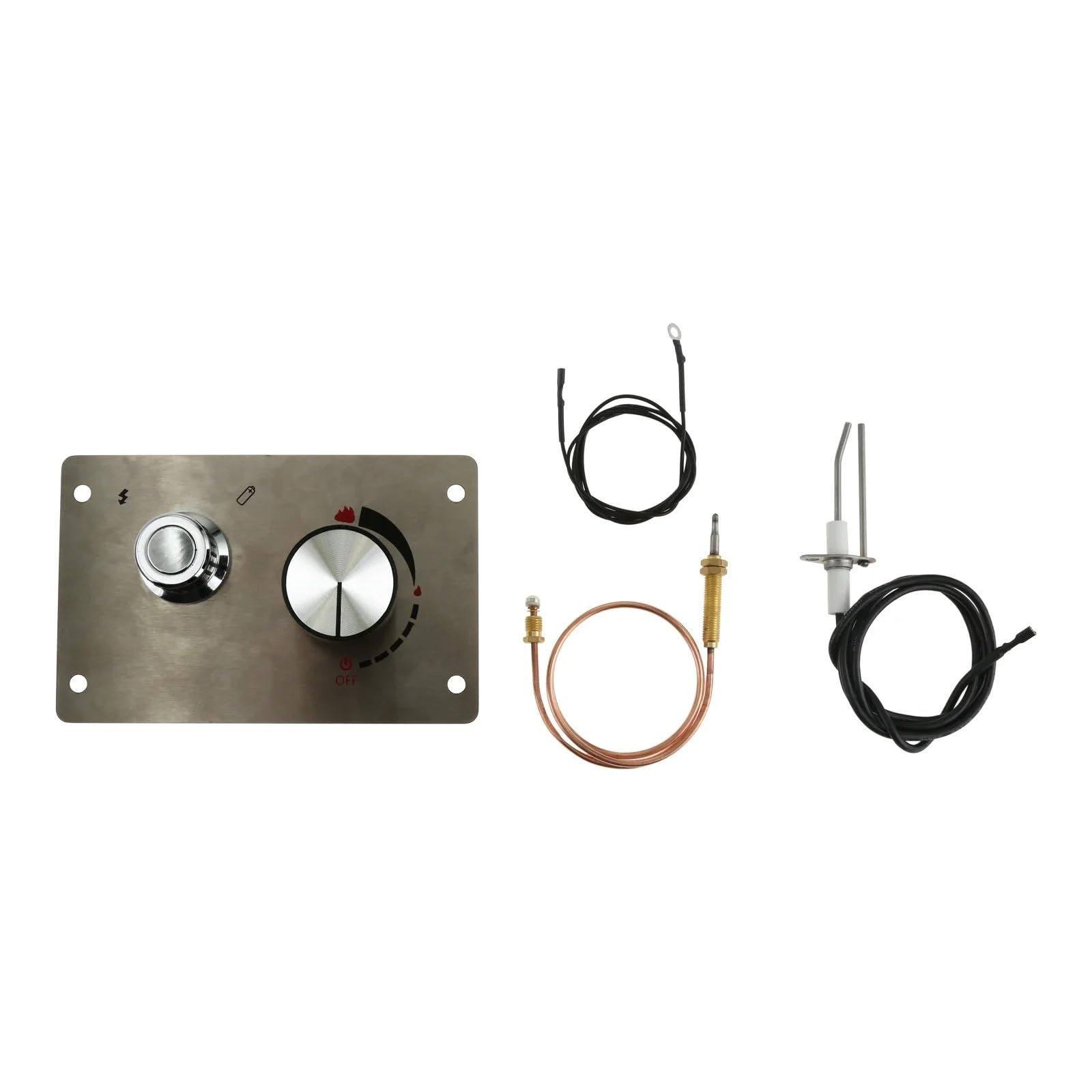 Sistema de Control brasero Panel plano, placa frontal acero inoxidable para fogón, quemador seguro Gas, calentador cinta encendido por chispa, 1 Juego