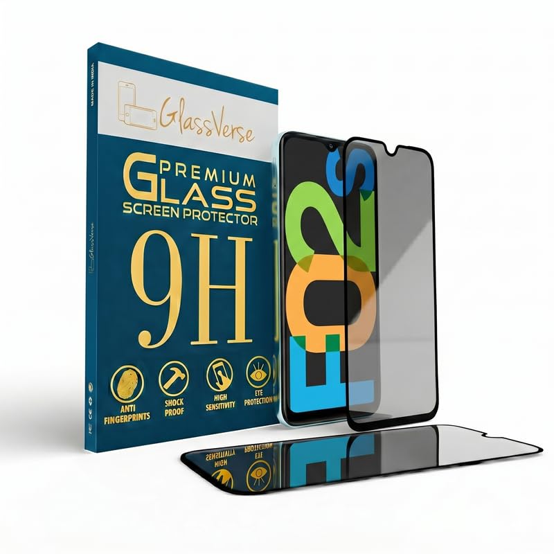 Image of GlassVerse Privacy Tempered Glass for Samsung Galaxy F02s | Anti Spy Screen Protector, 9H Hardness, Edge to Edge, Case Friendly, Hassle-less Installation Kit Included. (Pack of 2)