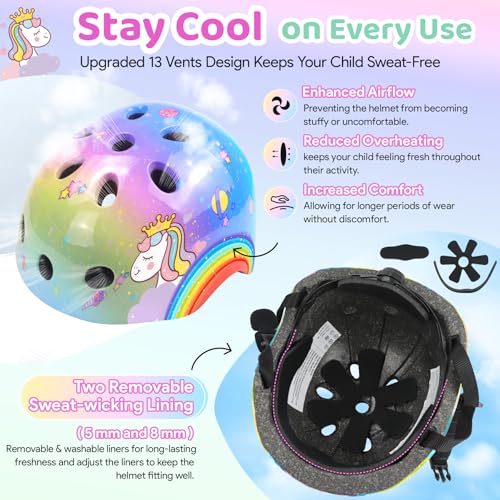 image for Vvinca Kids Toddlers Bike Helmet Adjustable for Ages 3-5-8 Years, Knee