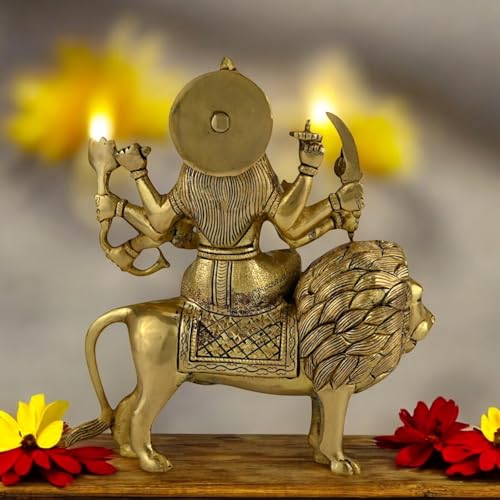 Image of Brass Durga MATA Idol /Murti for Puja Height:- 8.4 Inch