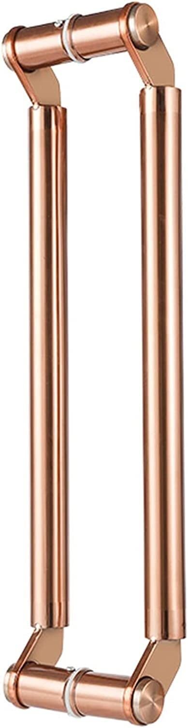 Circir Rose Gold Commercial Stainless Steel Round Shape Entry Door Handle For Office Store,Sliding Barn Door Handle, 24In/31.5In(,60Cm/24In)