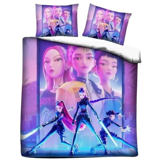 Hunter Juego de ropa de cama de 135 x 200 cm, funda nórdica k-pop + fundas de almohada, funda nórdica para niños y niñas, ropa de cama infantil (B, 135 x 200 cm+80 x 80 cm, personalizable)