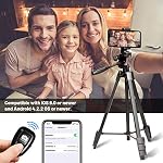 Apeocose 55" Phone Tripod for iPhone with Quick-Release Plate & 360 Degree Rotating Phone Mount Holder & Wireless Remote Shutter, Lightweight Tripod Stand for Cell Phone, Portable Travel Camera Tripod