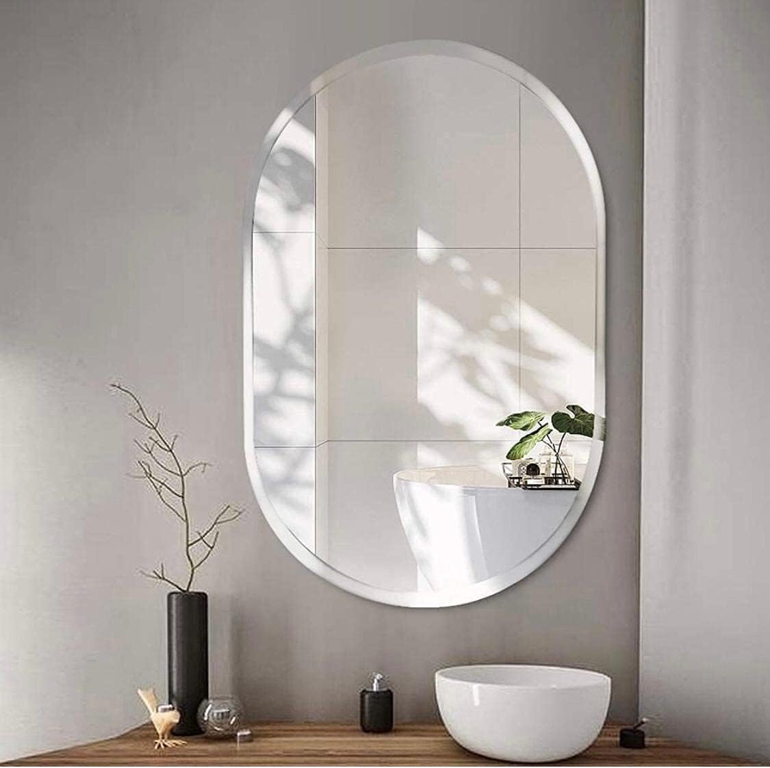 Aaina 14x20 Capsule Frameless Babbling Mirror Bathroom Mirror