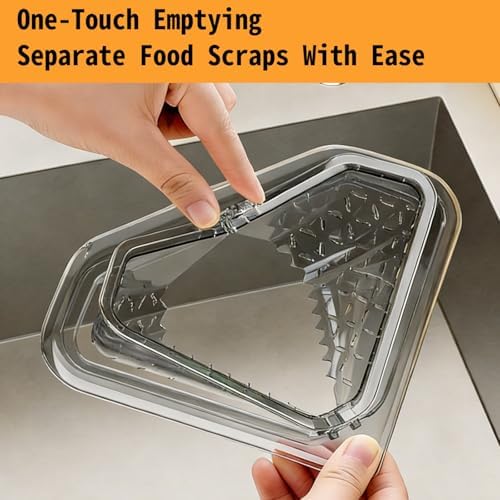 Magnetic Drainage & Filter Basket with Enhanced Durability, Triangular Sink Strainer with Twist-Open Bottom, Right-Angle Kitchen Sink Corner Rack for Draining and Storage, Punch-Free Installation — view 6