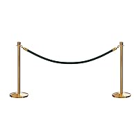 Vista 85 de CCW Kit de puntal de poste y cuerda con 2 postes superiores de corona de latón pulido y 1 cuerda de algodón de terciopelo resistente negro (6 pies)