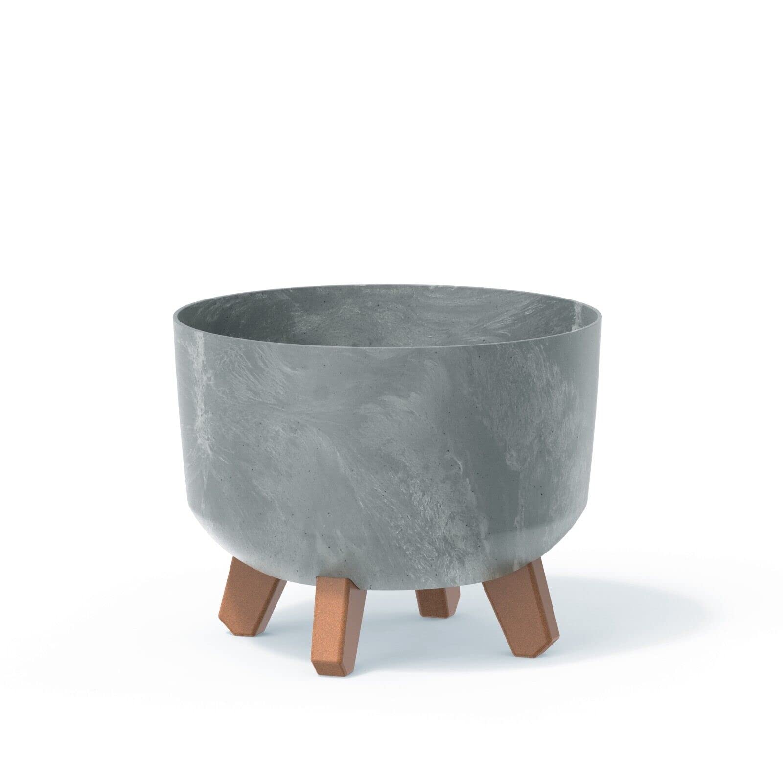 URBNLIVING Round Concrete Look Planter Flower Pot Indoor Outdoor Garden Decor With Legs (concrete)