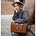 ECOSUSI Women's Briefcase Vegan Leather 15.6 inch Laptop Bag for Work Computer Shoulder Satchel Bag with Detachable Bow, Coffee