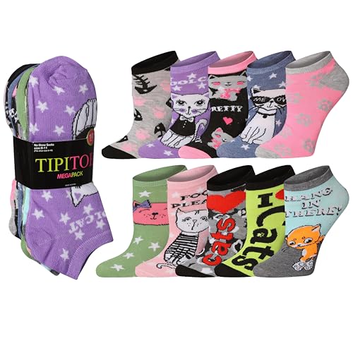 Image of Tipi Toe Women's 10 Pairs Lightweight Colorful Socks - Fun Low Cut Patterns for All-Day Comfort and Easy Everyday Style