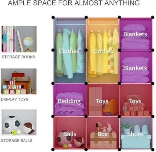 Image of Foldable Plastic Wardrobe for Clothes - Baby Cupboard for Clothes Storage, Wardrobe for Kids, Plastic Almirah, Collapsible Wardrobe for Kids Livingroom & Home (HB1 Purple)