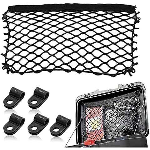 Alpha Rider 37.5X25cm Universal Motorcycle Cargo Net, Stretchable Elastic Storage Net with 5 PCS Buckle for Top Box Side Case Panniers Luggage Net, Top box Net for BMW R1200GS F650GS F700GS(Black) Cover