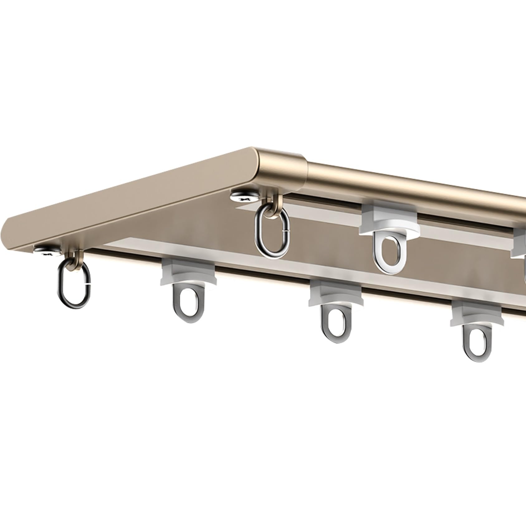 CMJYMX Ceiling Track For Curtain Conjoined Double Track Rail, Easy To Install Aluminium Alloy Curtain Rail, Heavy-Duty Curtain Rails Drop Ceiling Curtain Track Set(Champagne,3.9FT/120CM)