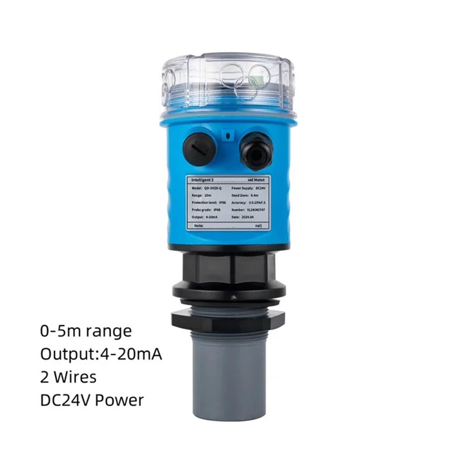 LDHJBNAC Ultrasonic Level Meter Water Tank Level Meter No Contact Level Transmitter Sanitary Oil Tank Level Sensor(5M Range 4-20mA)