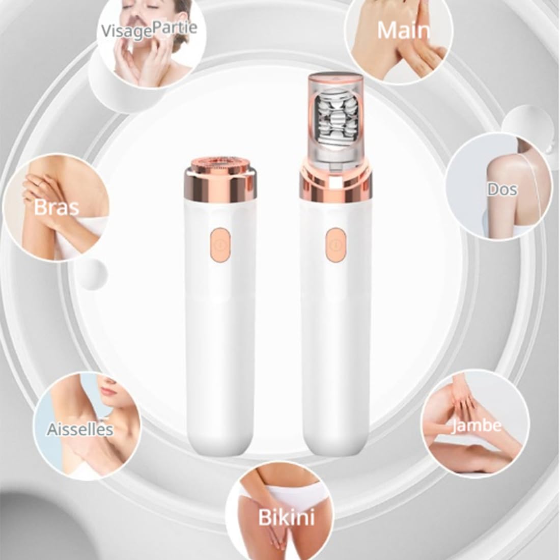 Epilsmooth Pro - Epilateur Visage Femme, épilateur Rechargeable 2 En 1 Avec Lumière LED, épilation Précise Sans Douleur, Pour Visage Menton Lèvre Supérieure (1PC-Blanc)