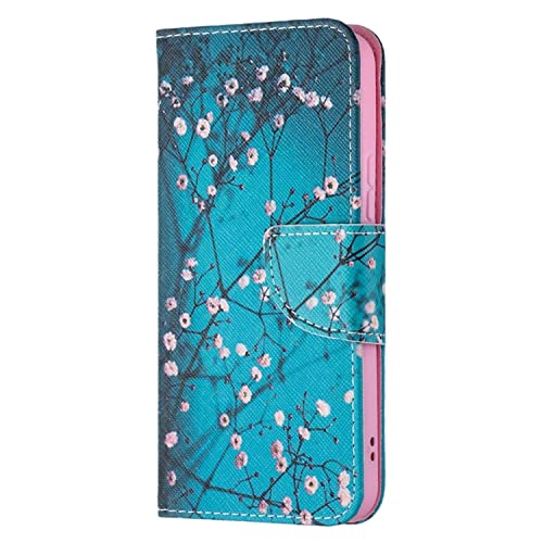 Étui fleur de prunier Samsung S22 5G antichoc avec rangements pour cartes