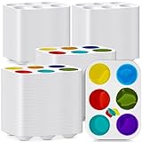 Thenshop 200 Pcs White Plastic Paint Palette 6 Well Watercolor Palette Rectangular Paint Tray Palette Mixing Palette for Kids Student Adult DIY Craft Art Acrylic Painting