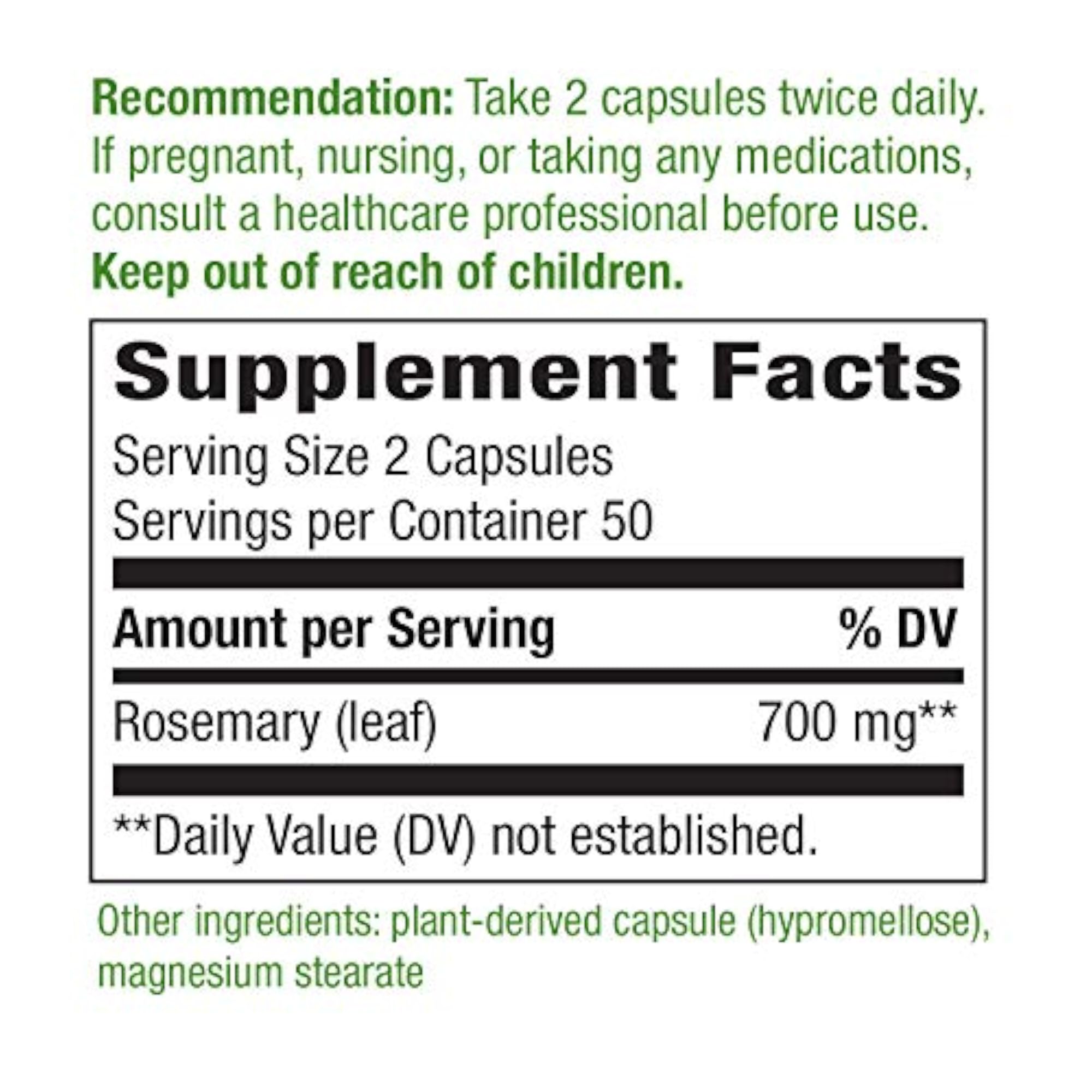 Nature's Way Rosemary Leaf Capsules, 350 Mg