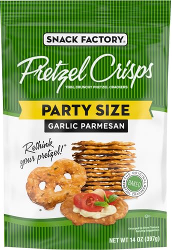 Image of Snack Factory Garlic Parmesan Pretzel Crisps, Party Size Bag, 14 Ounce (Pack of 12)