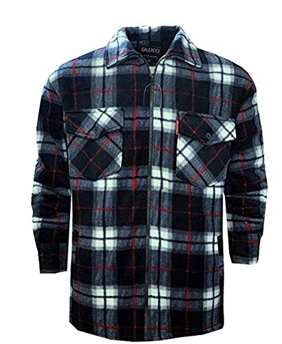 NY Deluxe Edition Veste de bûcheron rembourrée en sherpa pour homme - Chaude, épaisse et thermique - Tailles S à 3XL, bleu marine, XL Cover